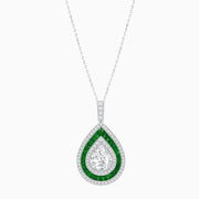 Art Deco Inspired Pear Shape French-Cut Gemstone Pendant - Shahin Jewelry